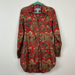 Tasha Polizzi Women's Cotton Wester Rodeo Equestrian Button Down Tunic Dress S